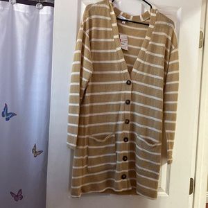 Stripped Button Up Cardigan